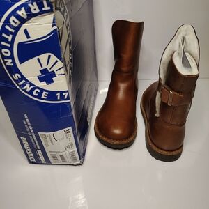 Birkenstock Upsala Shearling Leather Boots In The Cognac Color Size 8